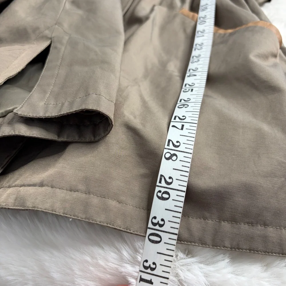 Lauren Ralph Lauren Womens Khaki Tan Hooded Field Jacket Drawstring Waist Sz Med